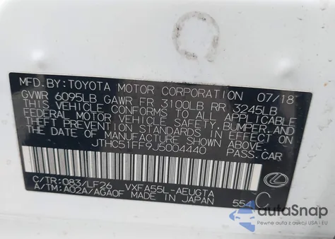 2018 Lexus Ls 500 F Sport from USA, damaged, VIN JTHC51FF9J5004440